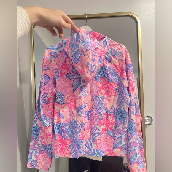 NWOT Lilly Pulitzer Kiawah Cropped Hoodie Pink Isle Snappy Turtle large cotton - Picture 7 of 7